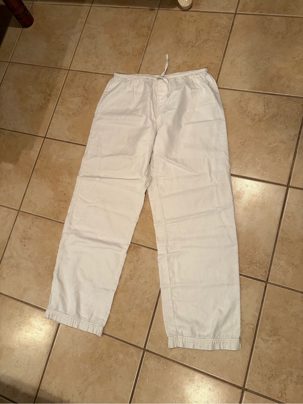 Banana Republic White Straight-Leg Drawstring Pants